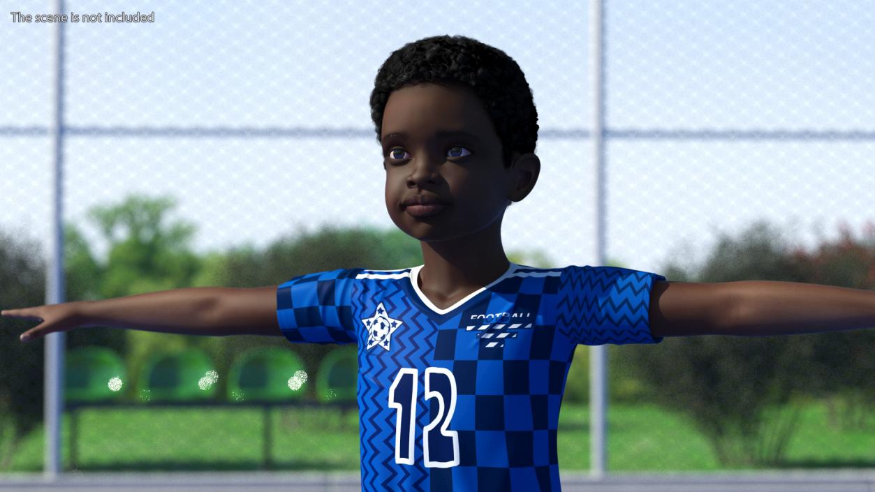 Black Child Boy With Ball T-pose 3D