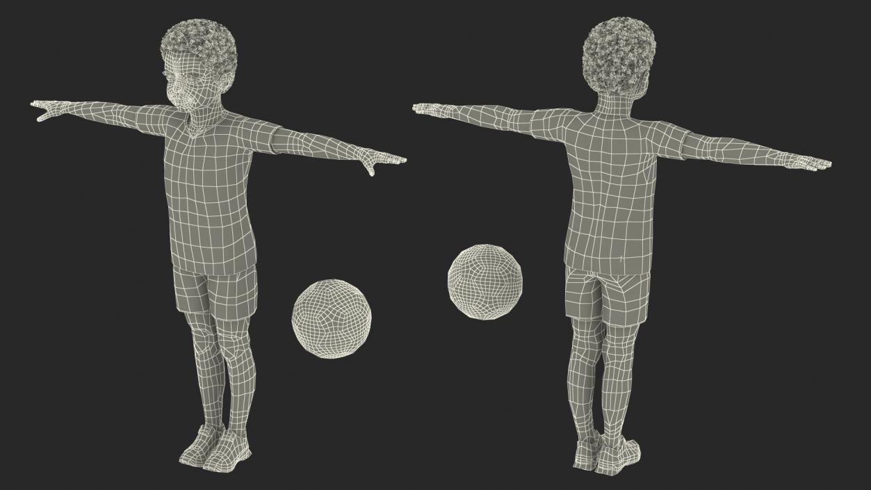 Black Child Boy With Ball T-pose 3D