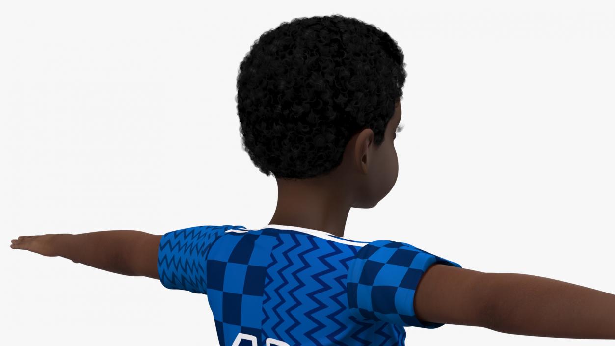 Black Child Boy With Ball T-pose 3D