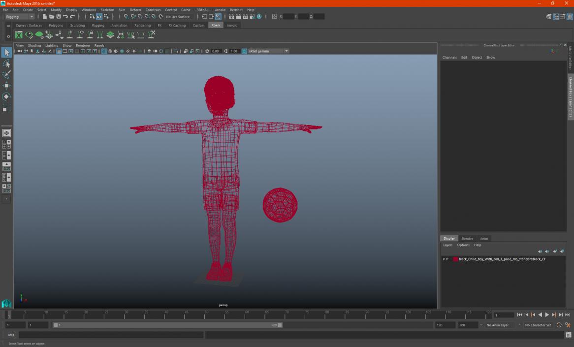 Black Child Boy With Ball T-pose 3D