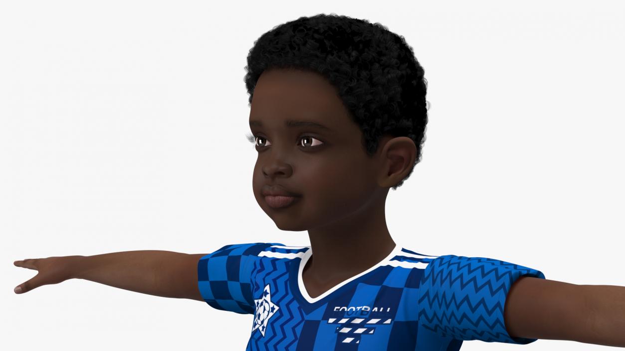 Black Child Boy With Ball T-pose 3D