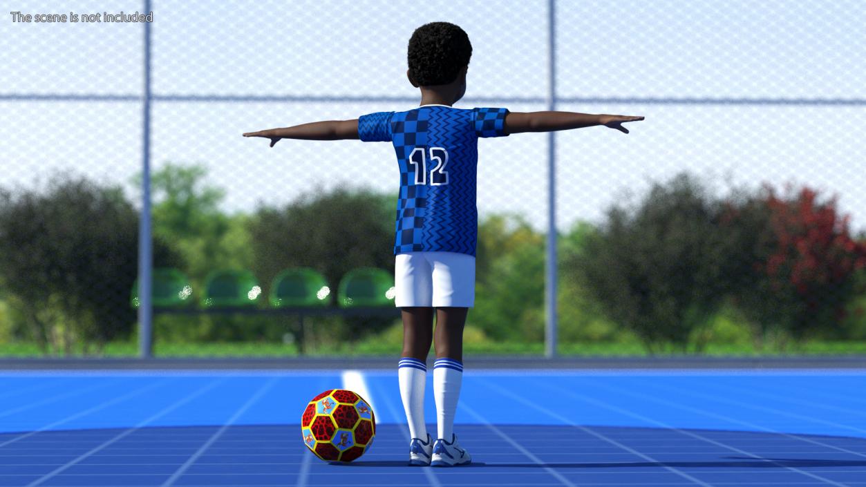 Black Child Boy With Ball T-pose 3D