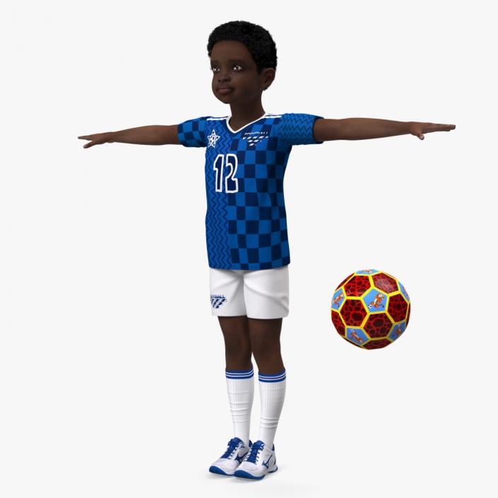 Black Child Boy With Ball T-pose 3D