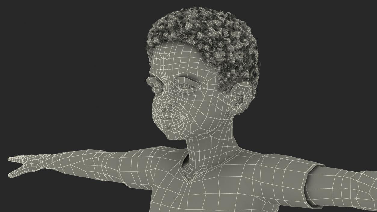 Black Child Boy With Ball T-pose 3D