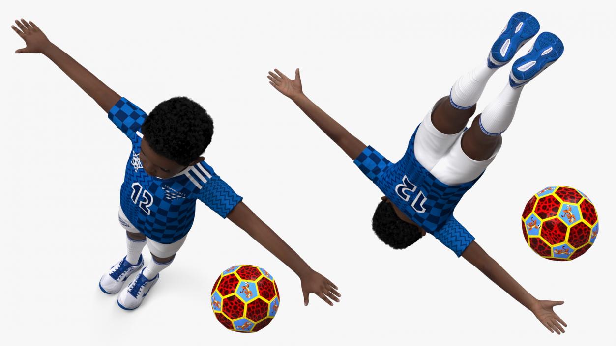 Black Child Boy With Ball T-pose 3D