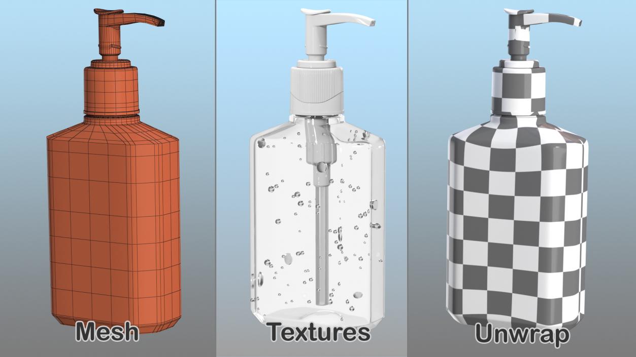 Alcohol Sanitizing Gel Bottle with Dispenser 3D model