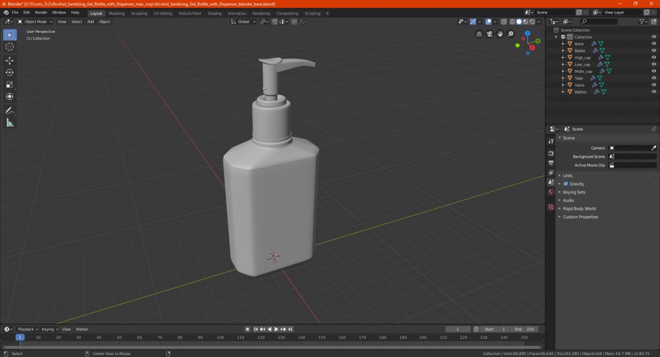 Alcohol Sanitizing Gel Bottle with Dispenser 3D model