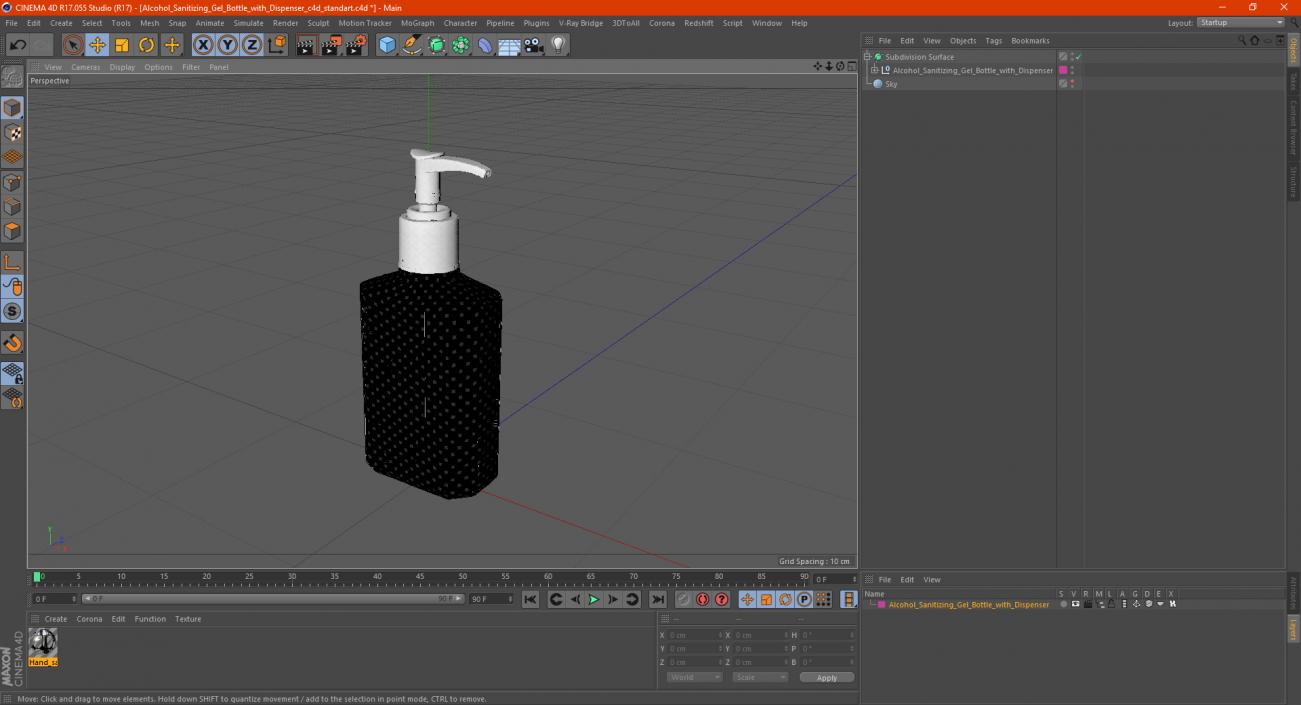 Alcohol Sanitizing Gel Bottle with Dispenser 3D model