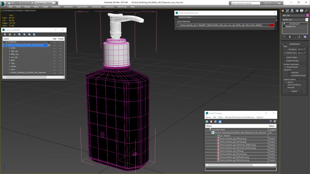 Alcohol Sanitizing Gel Bottle with Dispenser 3D model