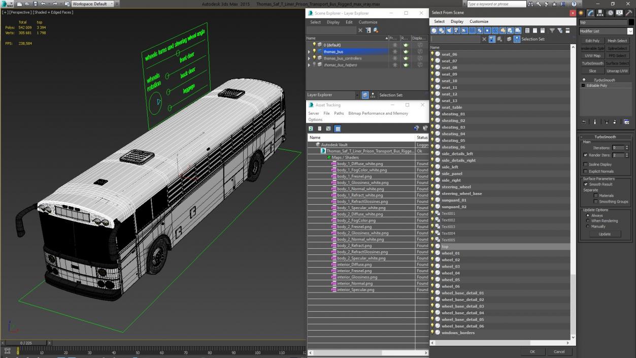 3D Thomas Saf T Liner Prison Transport Bus Rigged