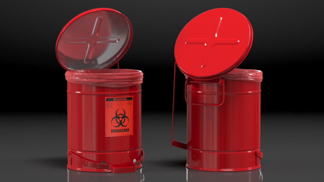 Justrite Biohazard Steel Waste Can 3D model