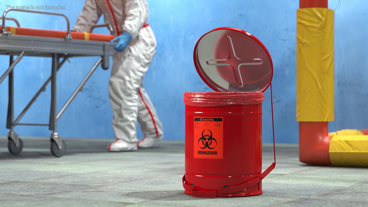 Justrite Biohazard Steel Waste Can 3D model