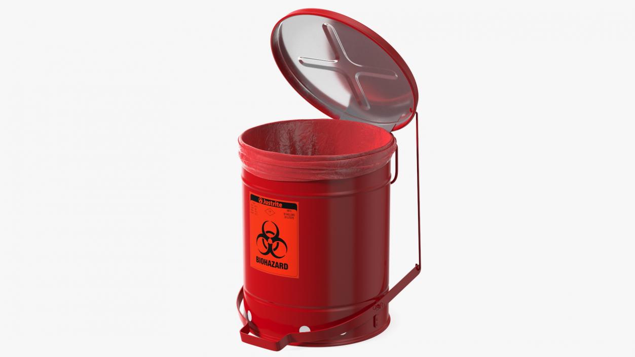 Justrite Biohazard Steel Waste Can 3D model