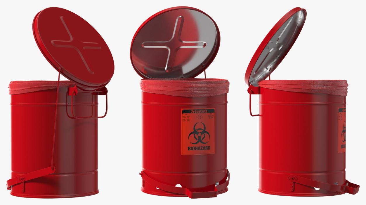 Justrite Biohazard Steel Waste Can 3D model