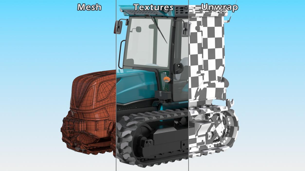 Tracked Tractor Cabin New Rigged 3D