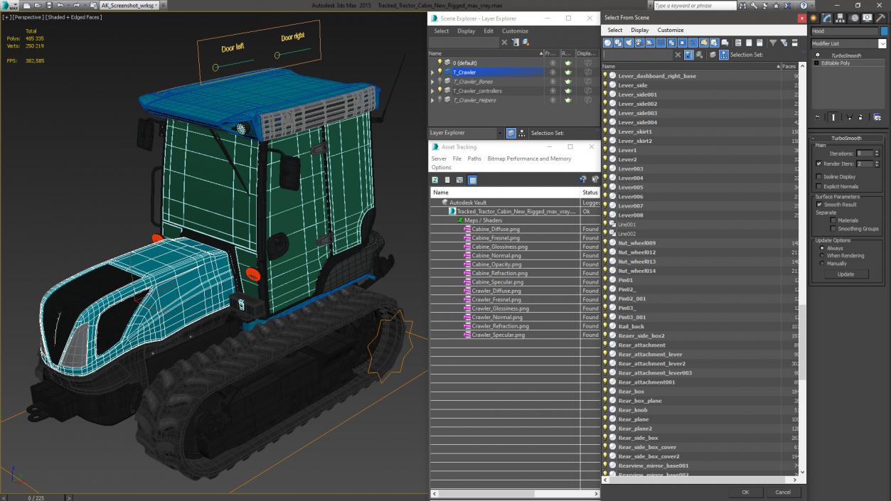 Tracked Tractor Cabin New Rigged 3D