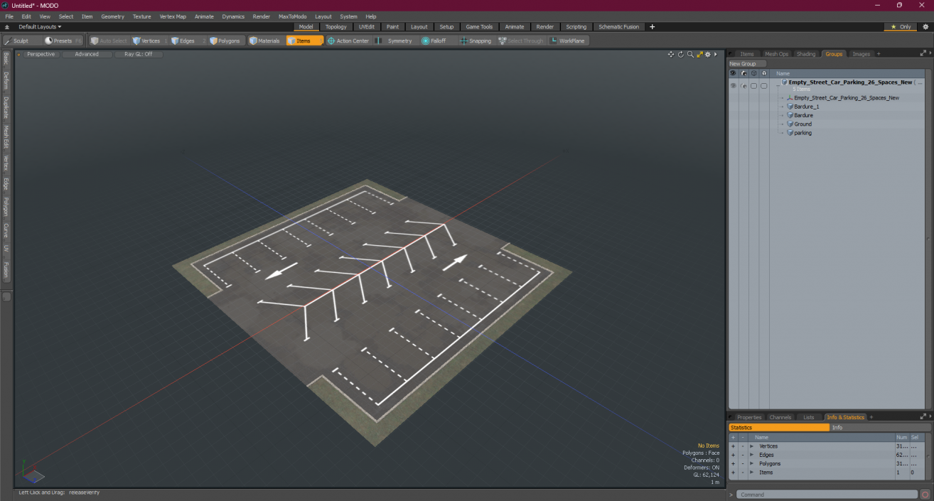 3D model Empty Street Car Parking 26 Spaces New 2