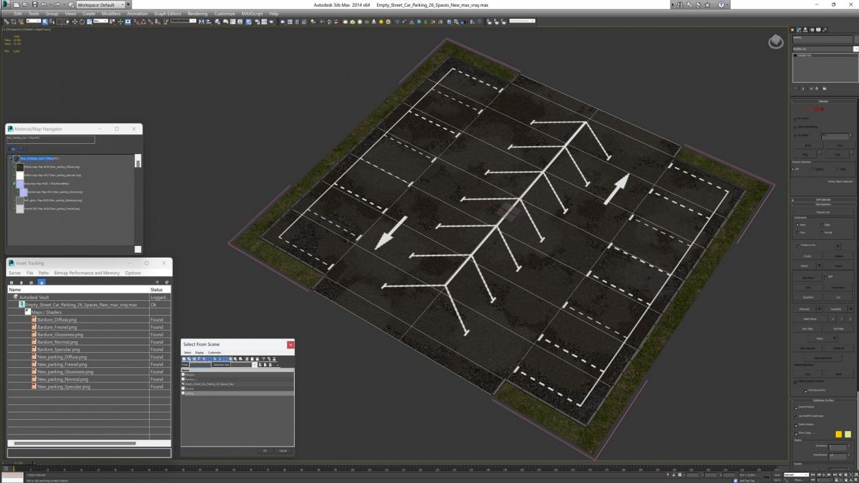 3D model Empty Street Car Parking 26 Spaces New 2