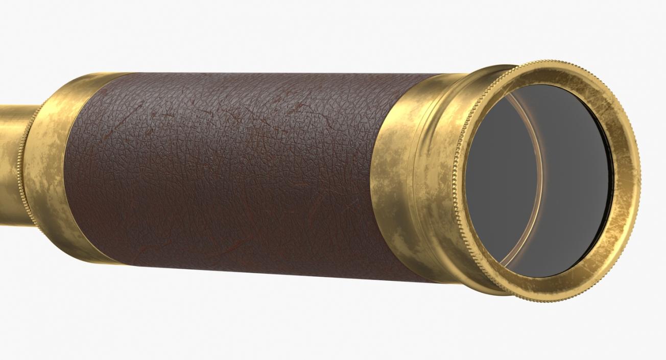 3D Old Brass Telescope Spyglass Pirate Style