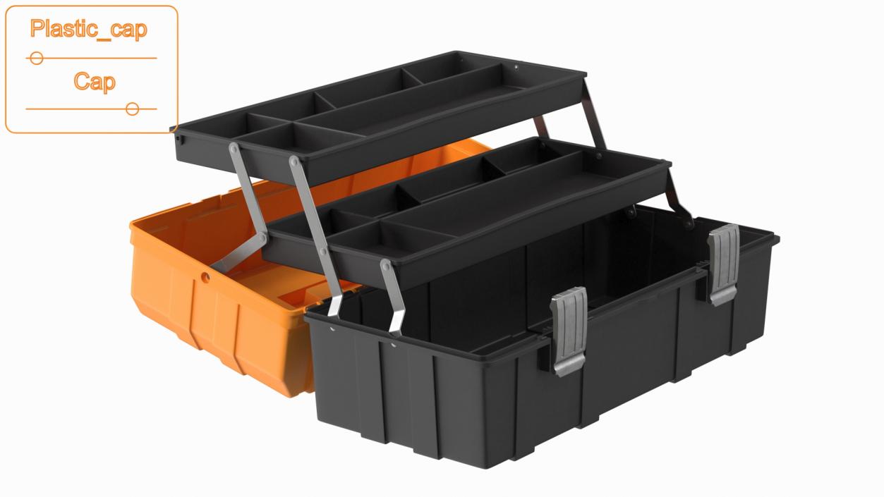 Three Layer Folding Plastic Toolbox Rigged 3D