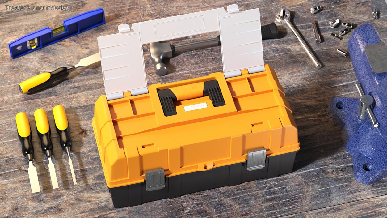 Three Layer Folding Plastic Toolbox Rigged 3D