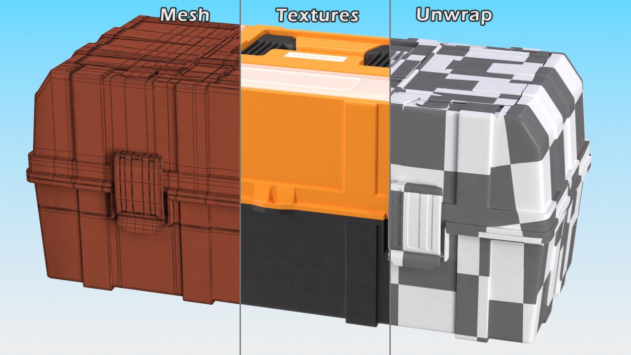 Three Layer Folding Plastic Toolbox Rigged 3D