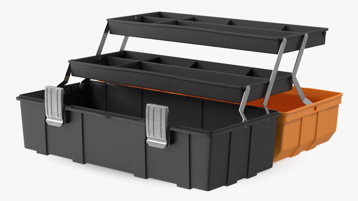 Three Layer Folding Plastic Toolbox Rigged 3D