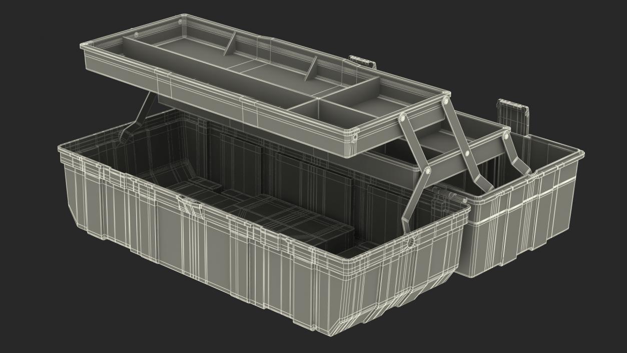 Three Layer Folding Plastic Toolbox Rigged 3D