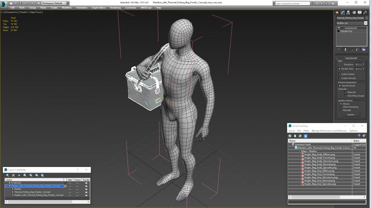 Manikin with Thermal Fishing Bag Feeder Concept 3D