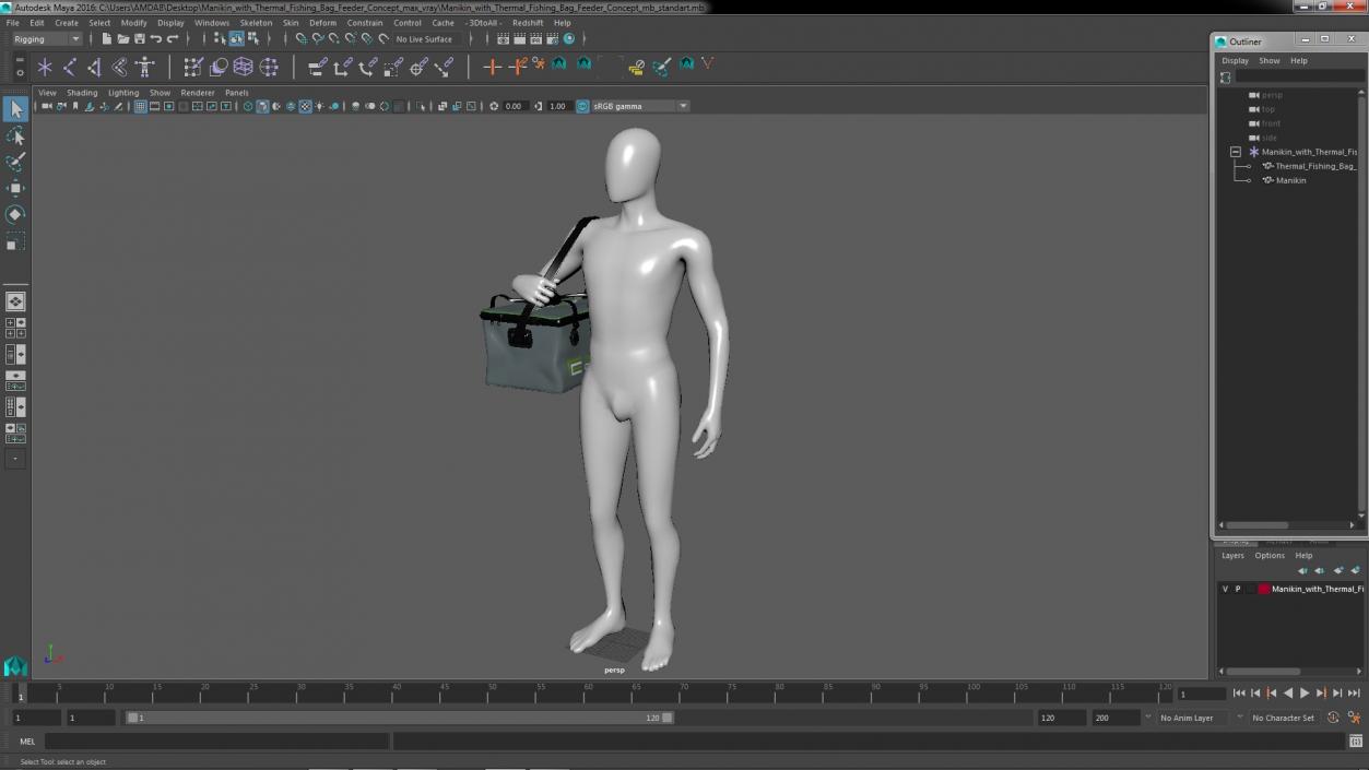 Manikin with Thermal Fishing Bag Feeder Concept 3D