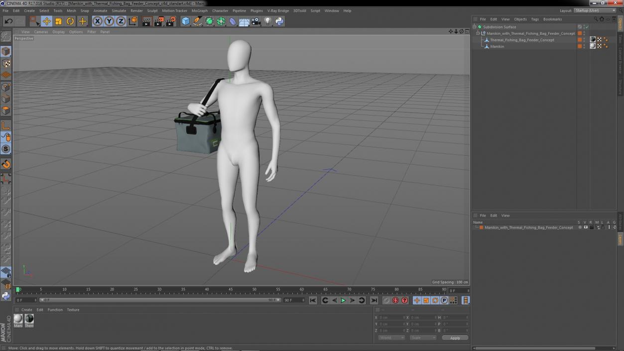 Manikin with Thermal Fishing Bag Feeder Concept 3D