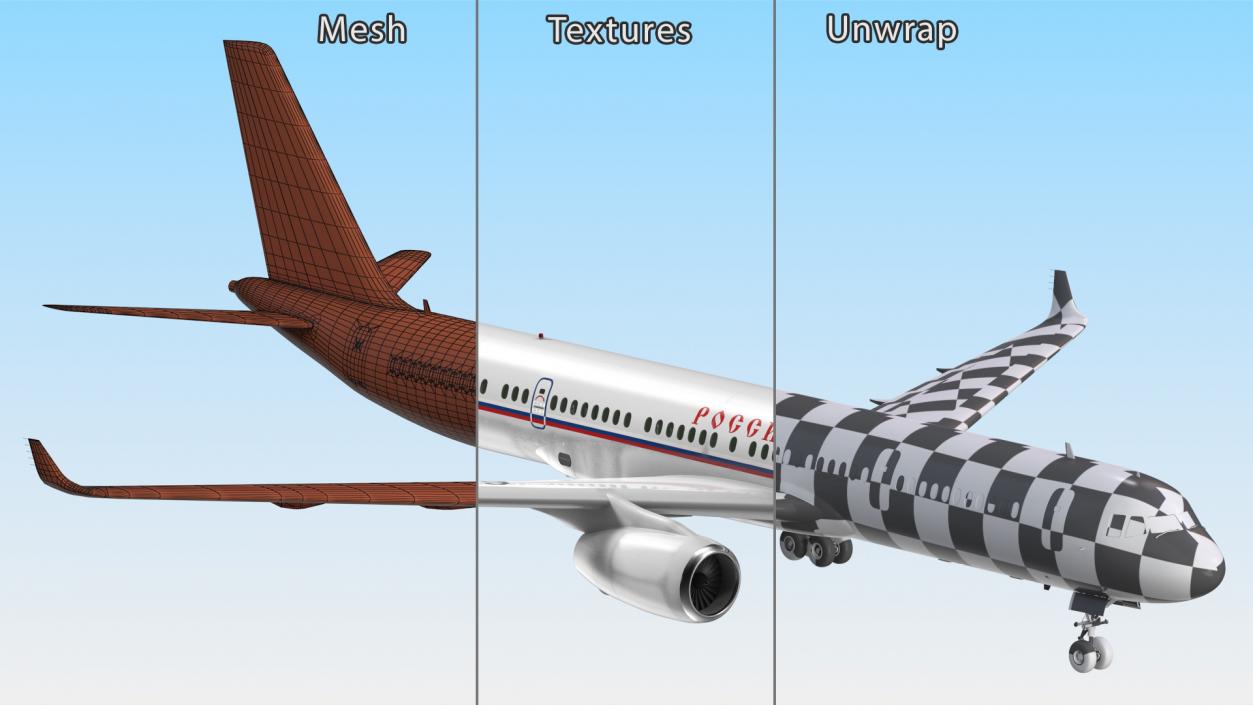 Tupolev Tu-214 Russian Government Airliner Rigged 3D model