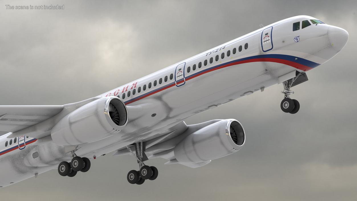 Tupolev Tu-214 Russian Government Airliner Rigged 3D model