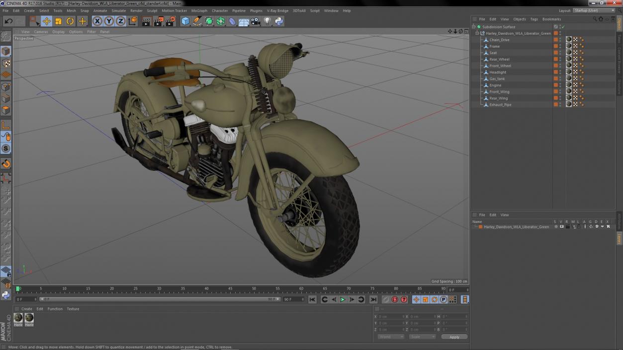 3D model Harley-Davidson WLA Liberator Green