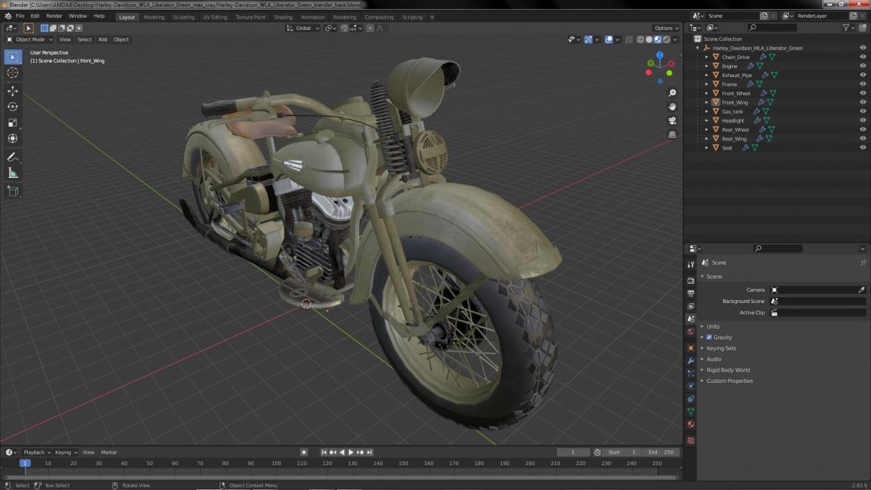 3D model Harley-Davidson WLA Liberator Green