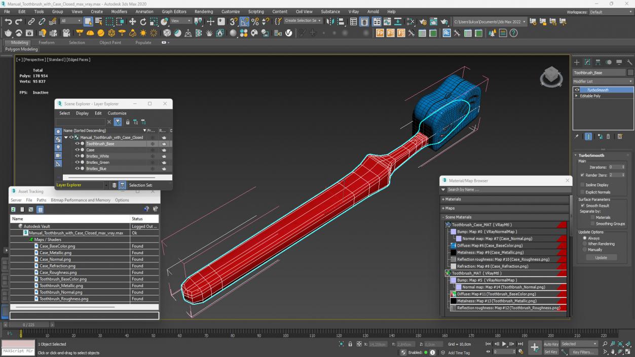 Manual Toothbrush with Case Closed 3D model