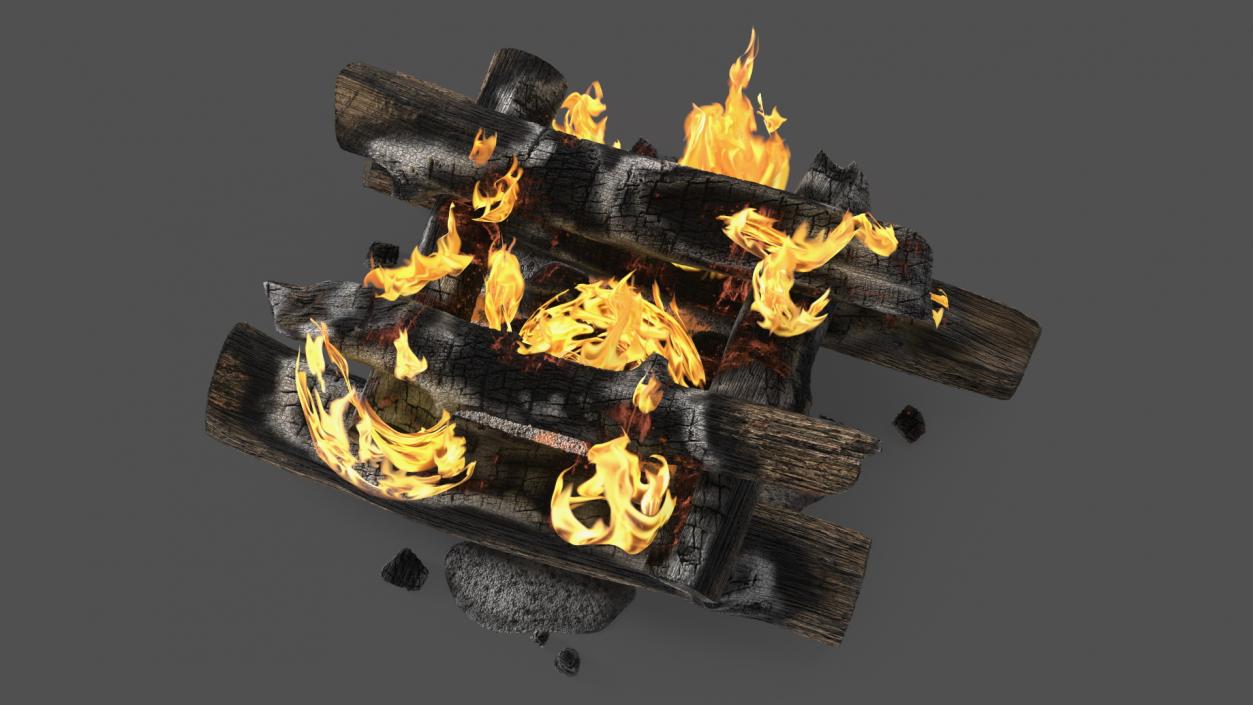 3D model Wood Fire and Embers