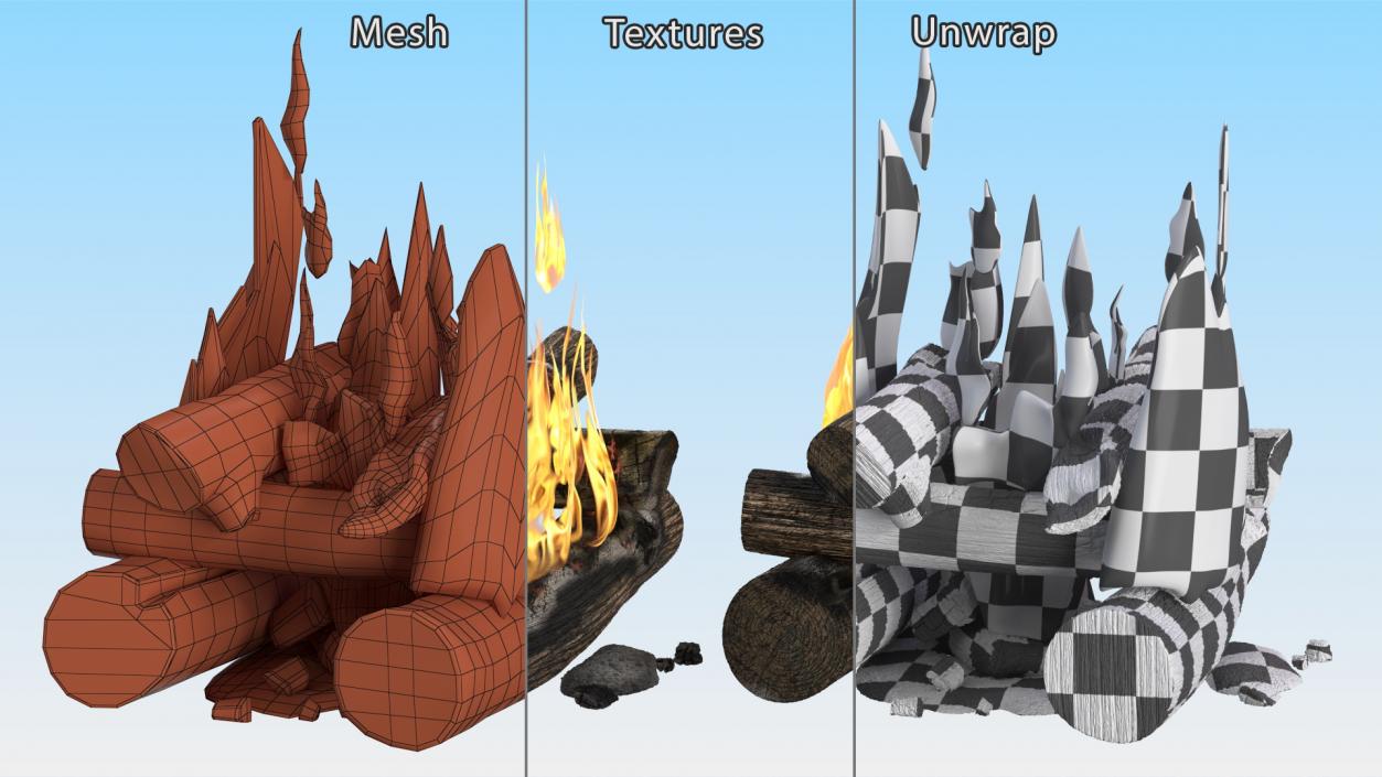 3D model Wood Fire and Embers