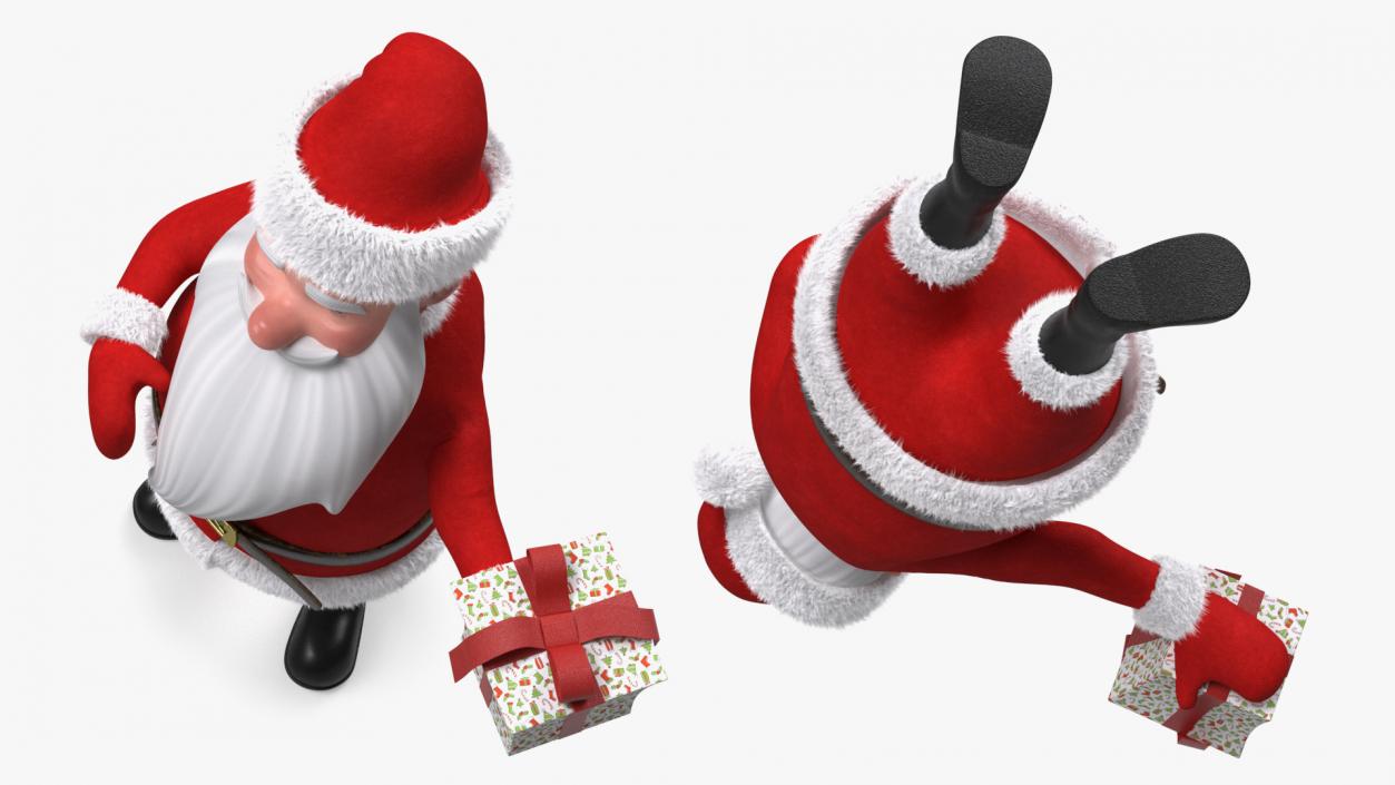 3D Smiling Santa Claus Cartoon Character with Gift Fur