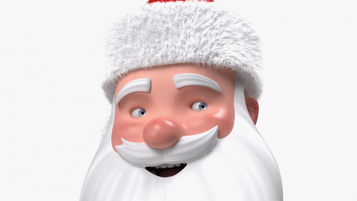 3D Smiling Santa Claus Cartoon Character with Gift Fur