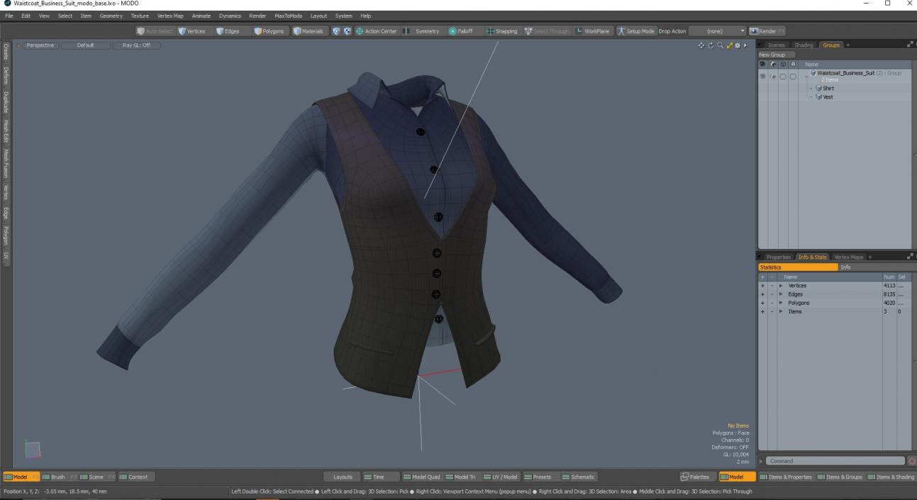 3D Waistcoat Business Suit model