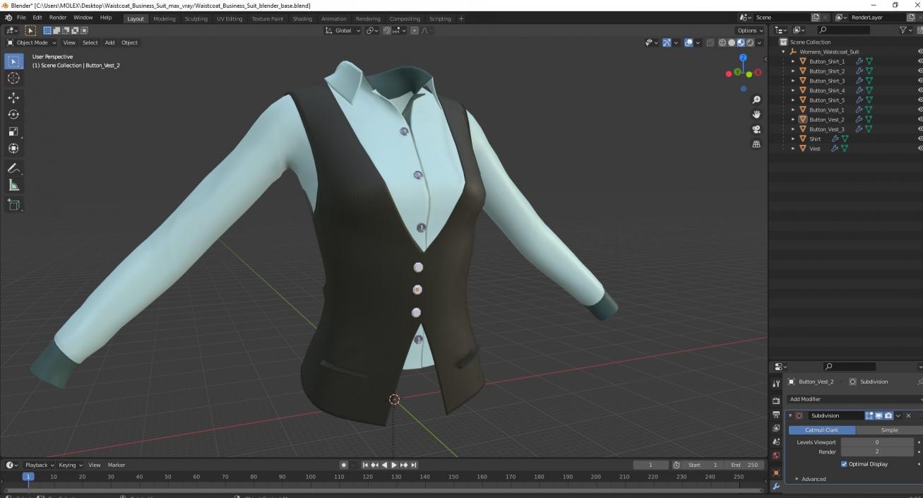 3D Waistcoat Business Suit model