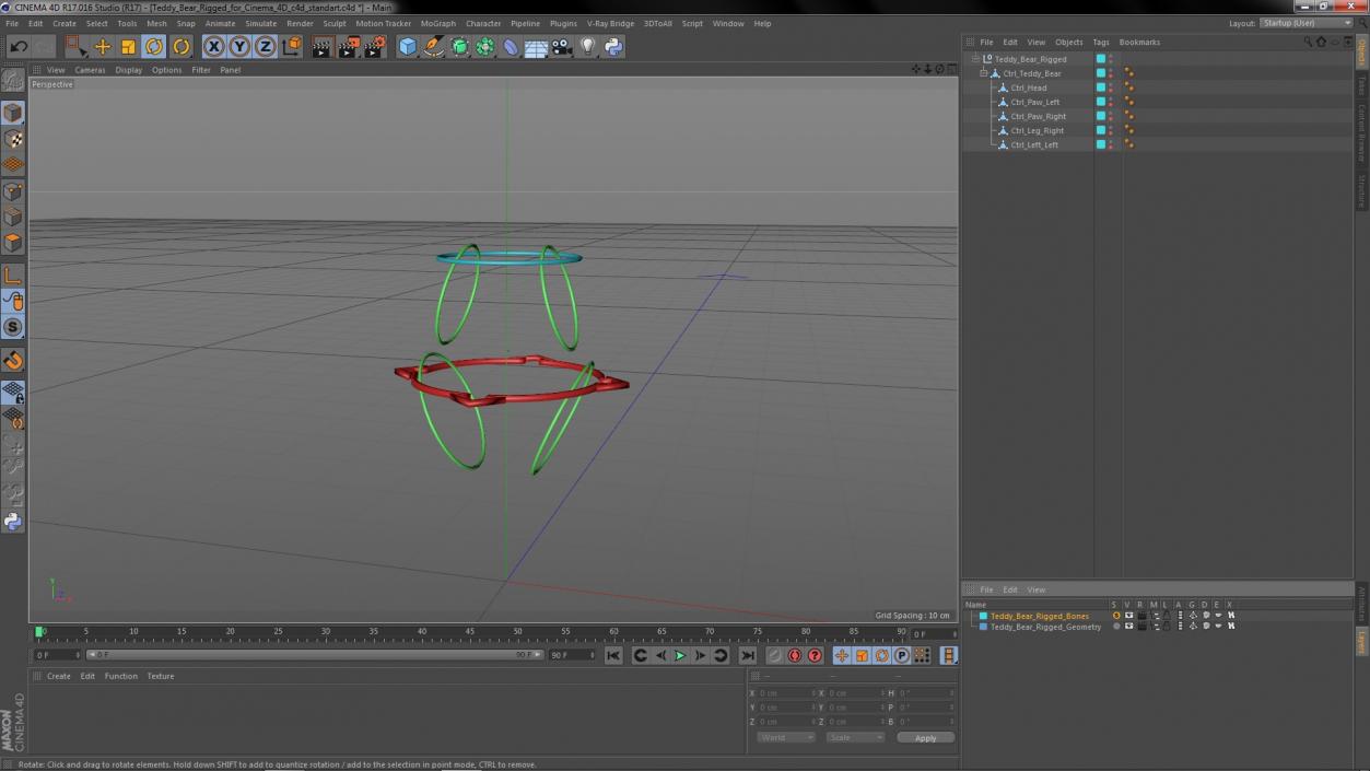 3D Teddy Bear Rigged for Cinema 4D 2 model