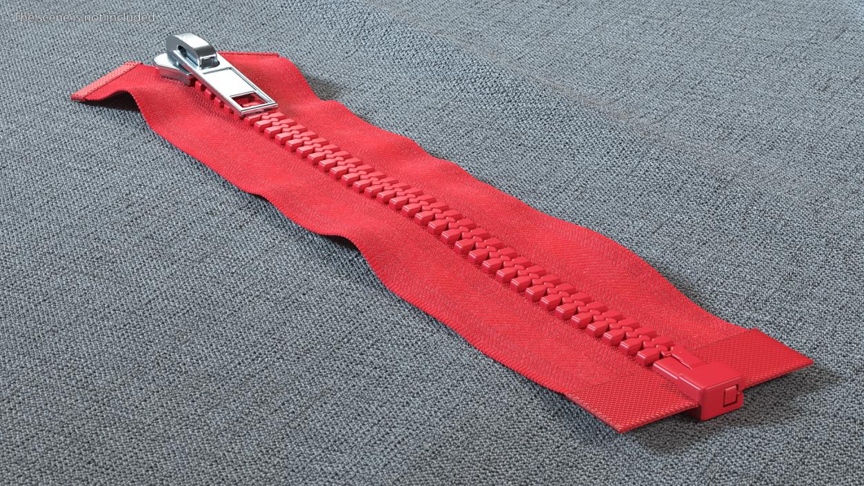 3D model One Sided Plastic Zipper Closed Red