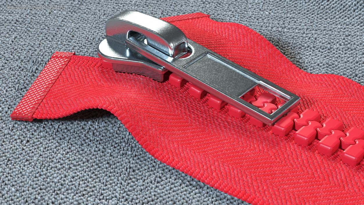 3D model One Sided Plastic Zipper Closed Red