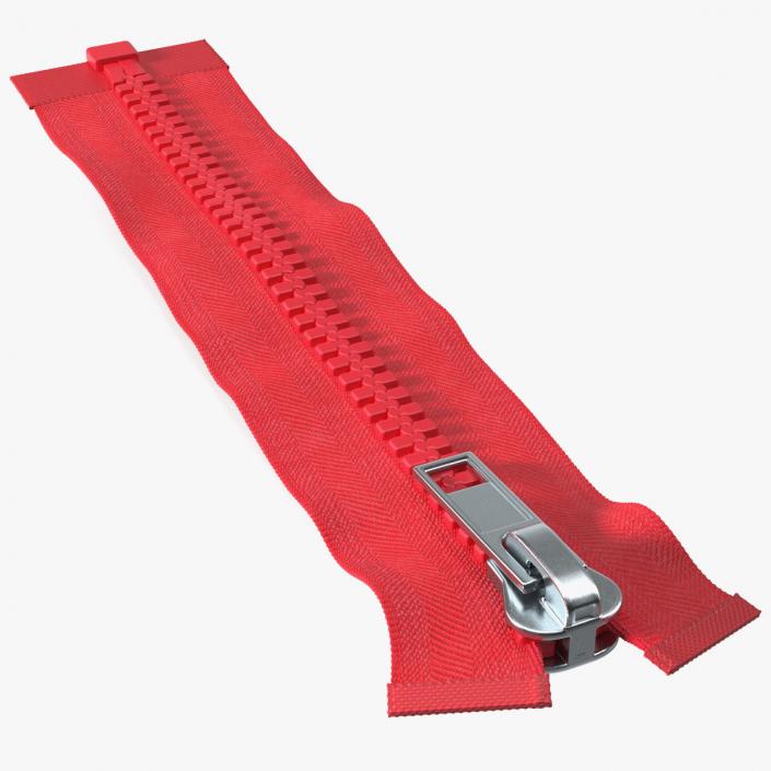 3D model One Sided Plastic Zipper Closed Red