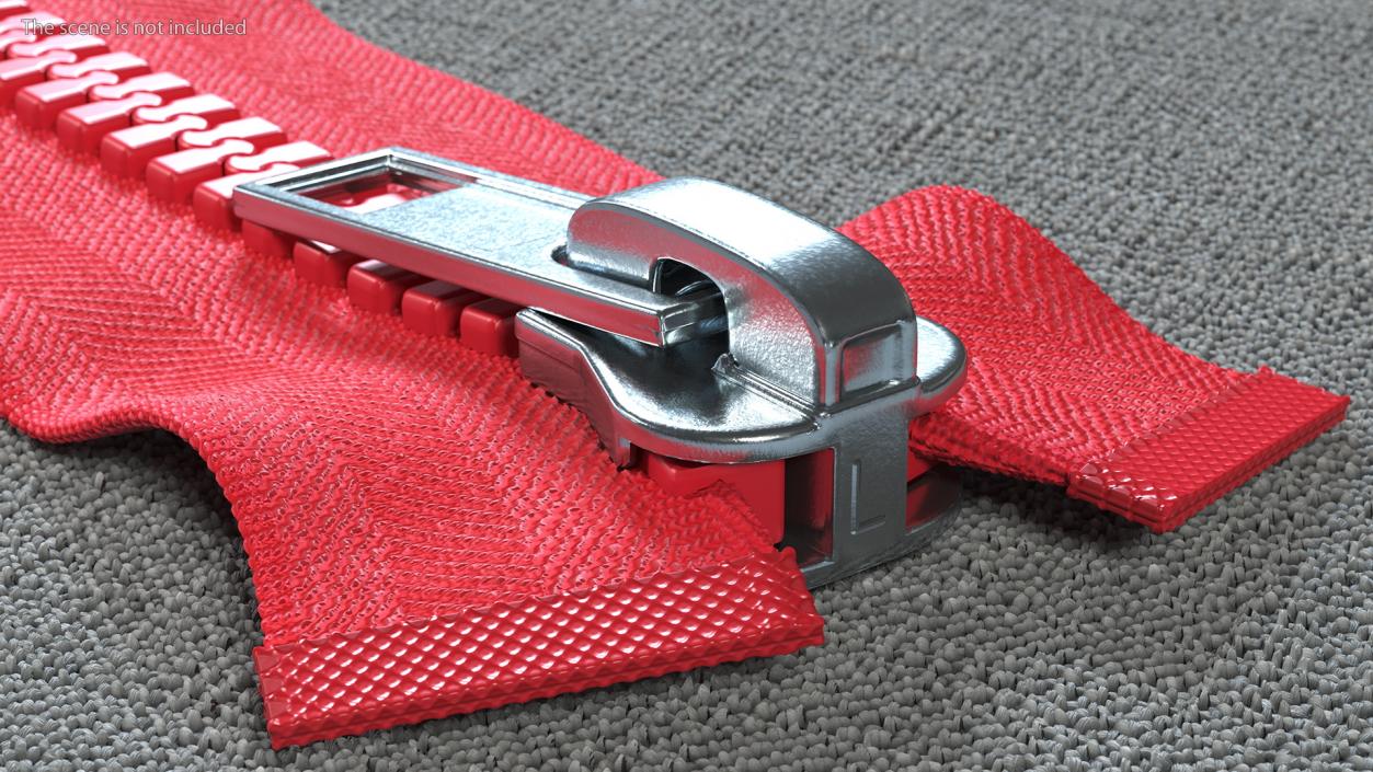 3D model One Sided Plastic Zipper Closed Red