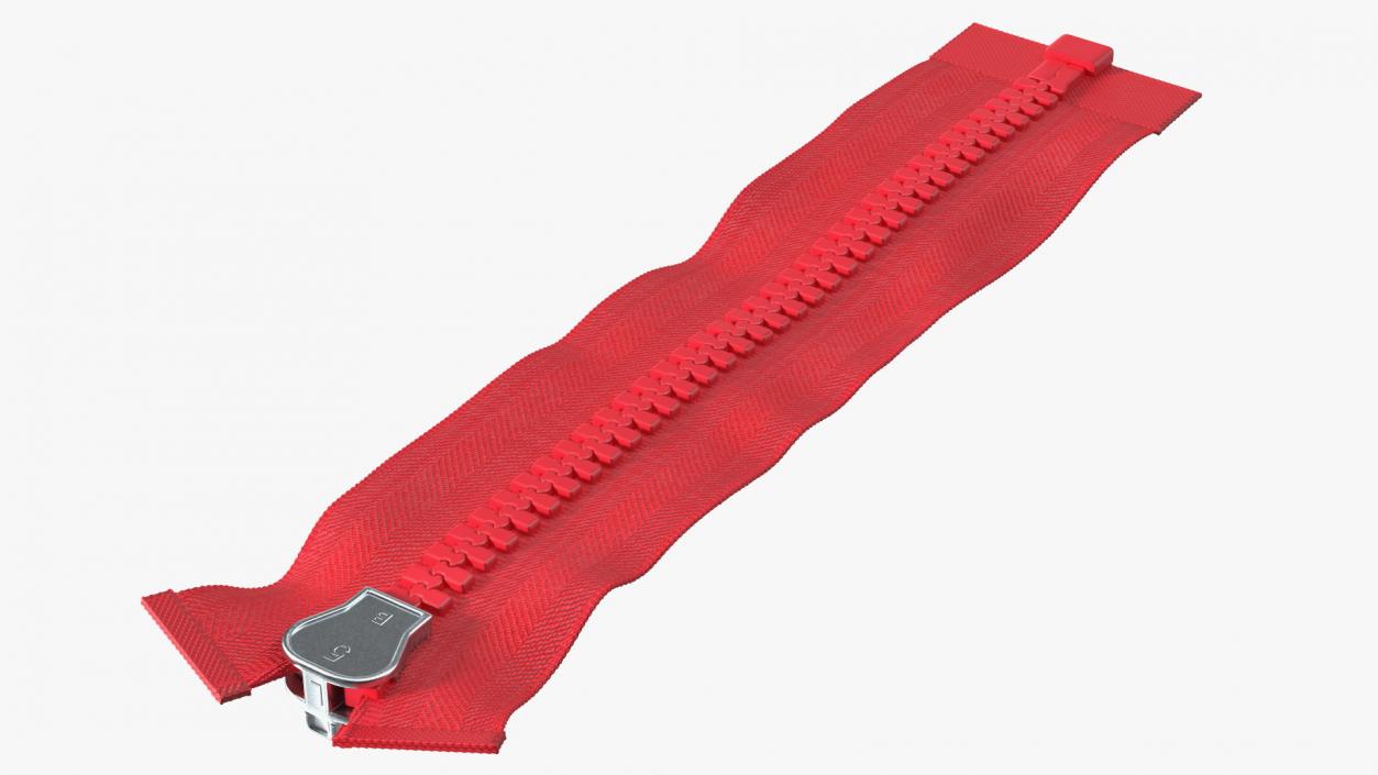 3D model One Sided Plastic Zipper Closed Red