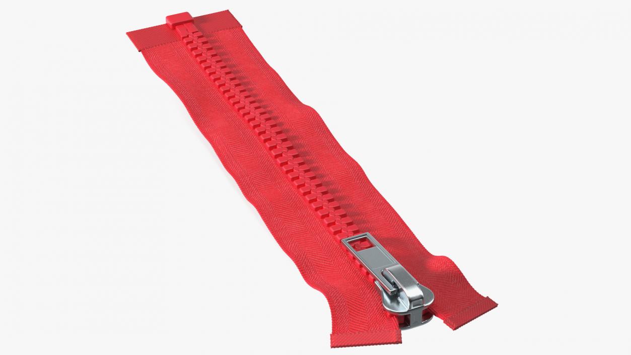 3D model One Sided Plastic Zipper Closed Red