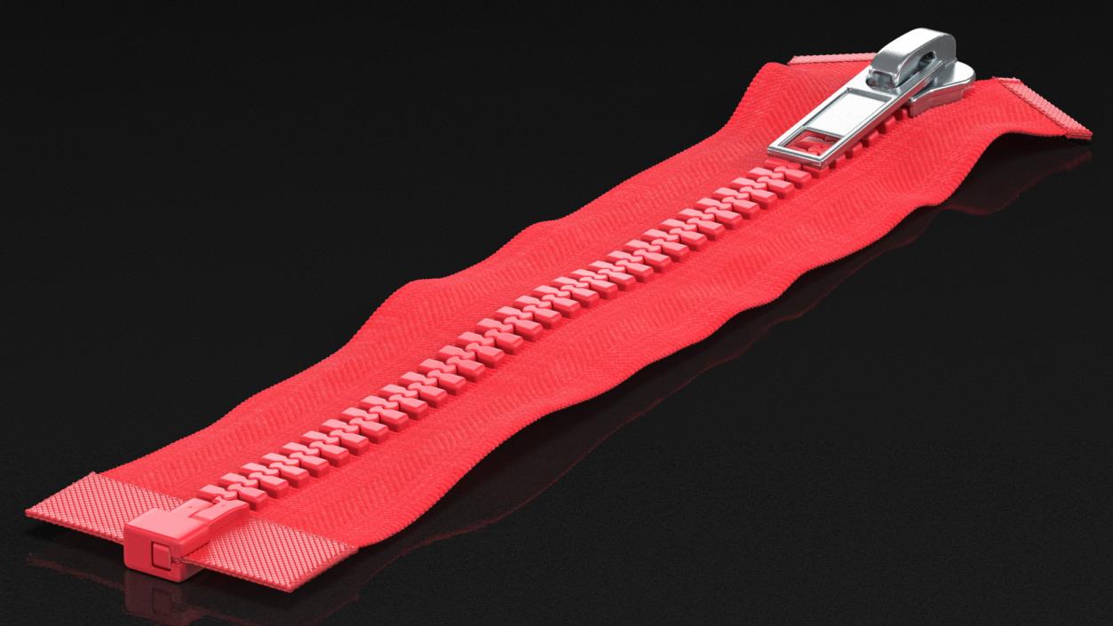 3D model One Sided Plastic Zipper Closed Red